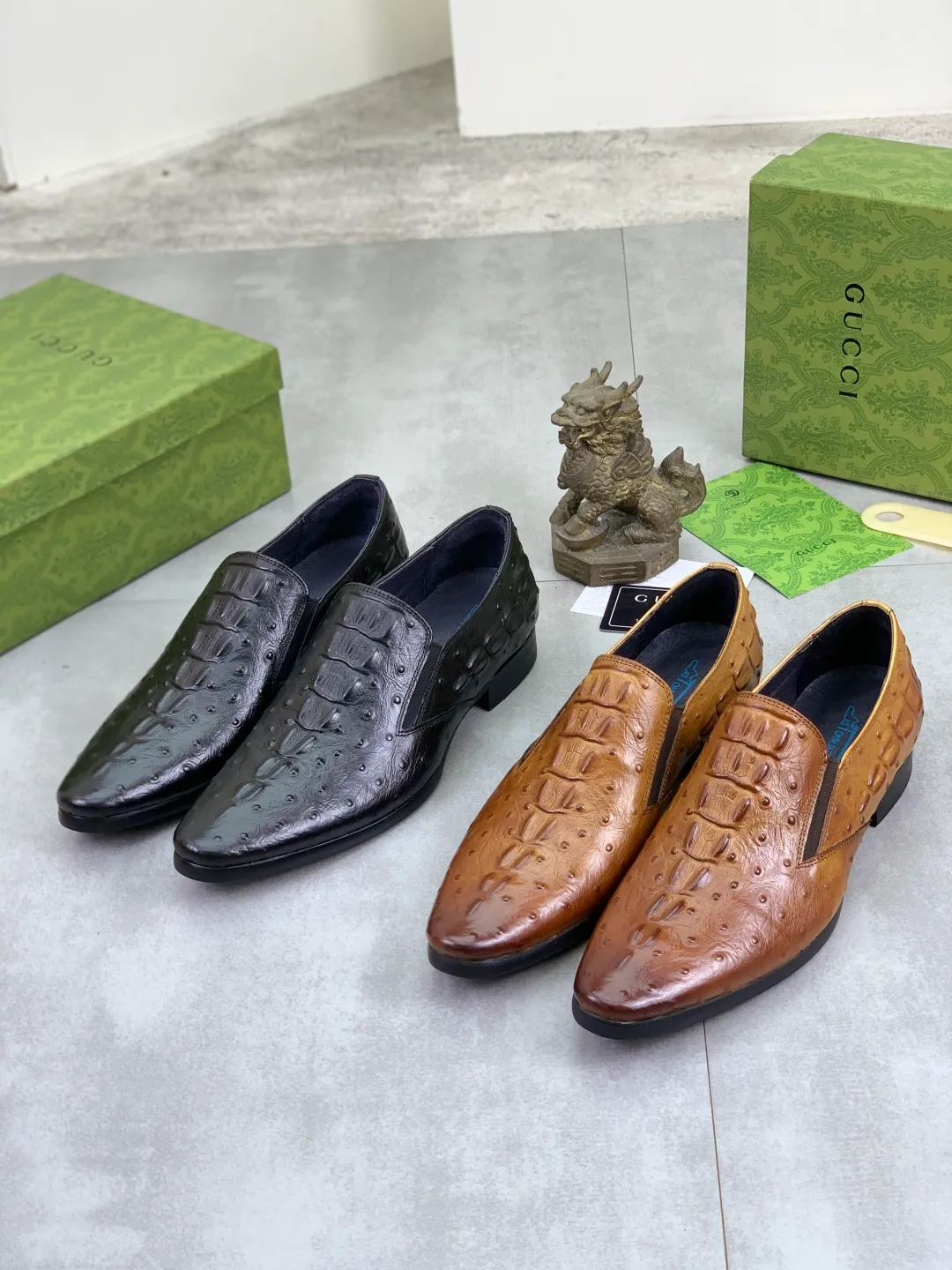 Men's Men's Shoes 💰P500 [New Style] 💰💎💎💎 [Gucci] GUCCI high-end men's formal business leather shoes, original order 1:1! Original imported high-end calfskin, original metal buckle, imported first-layer pigskin lining for feet, original high-end outsole, men's shoe size: 38-44